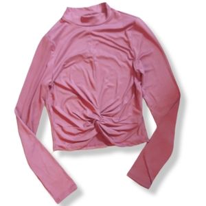 Dusty rose pink front twist crop top